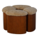 Set of 4 sculptural French Art Deco stools in wood and lamb's wool, 1940s.