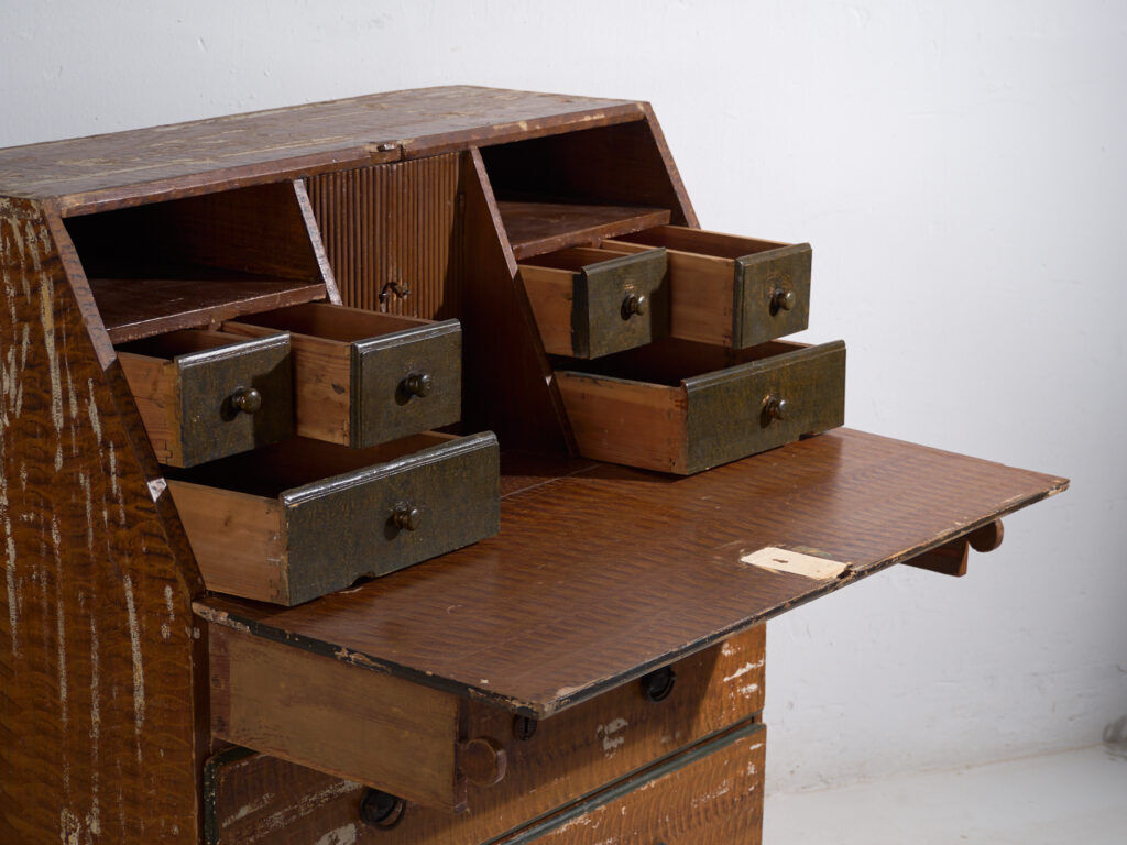 Swedish drop-leaf desk, antique – Scandinavian folk furniture – year 1783