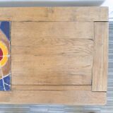 Solid wood and ceramic coffee table, 70s