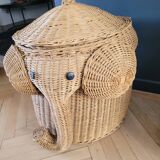 Panière à linge éléphant en rotin