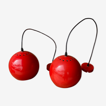 Pair of suspension red ball in metal annes 70