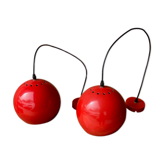 Pair of suspension red ball in metal annes 70