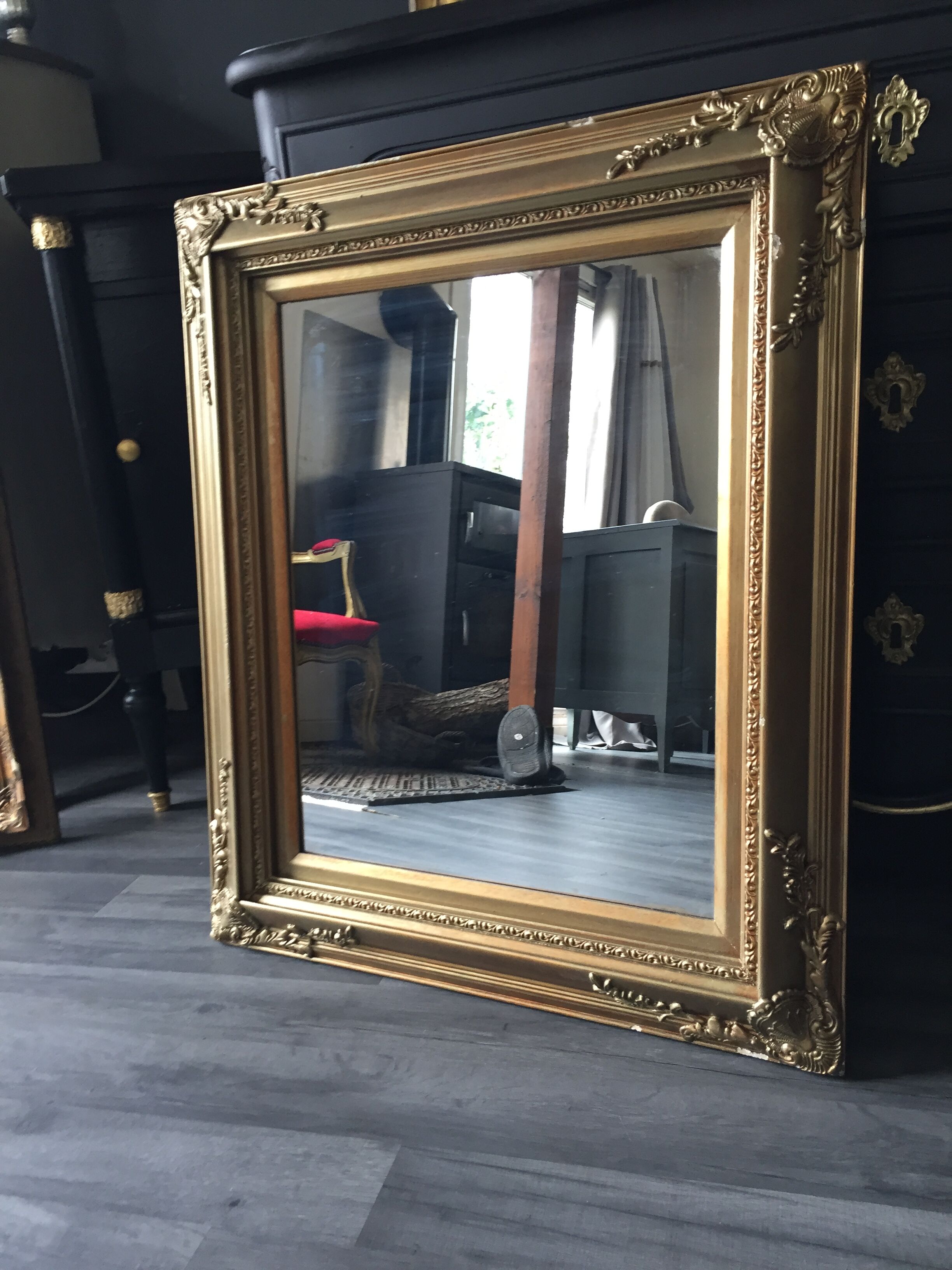 Golden antique mirror