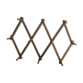 Wall coat rack in wood accordion 10 old hooks