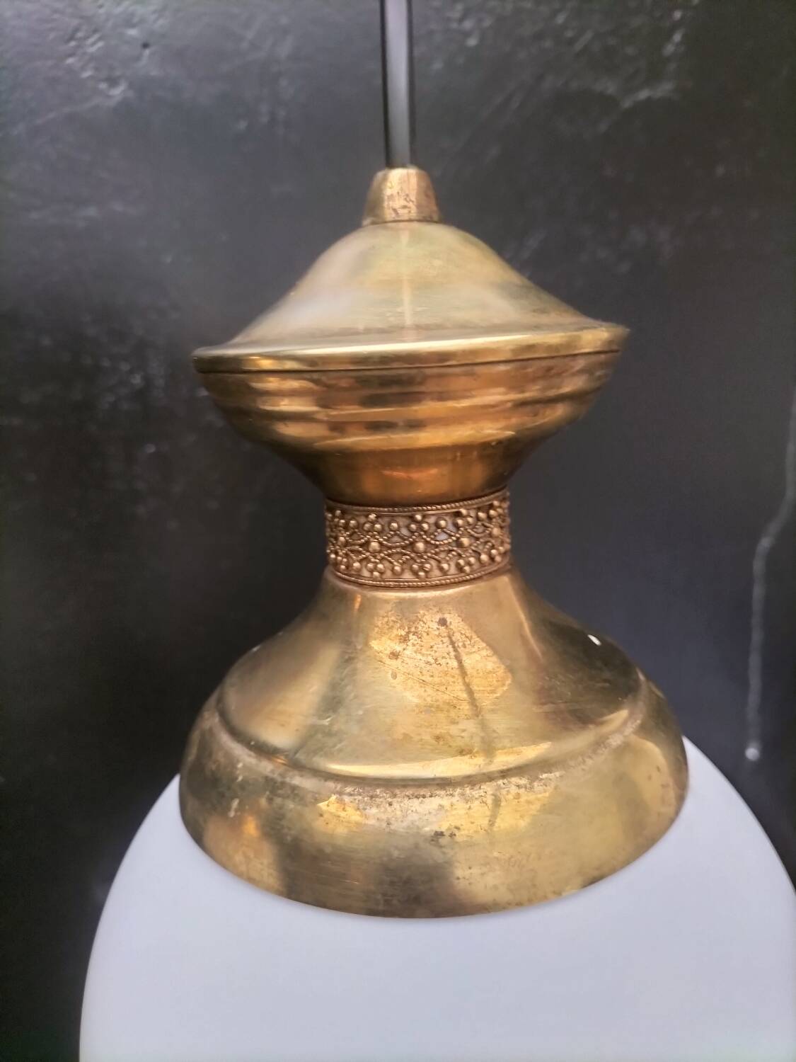 Brass and glass pendant lights