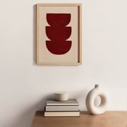 Abstract painting on paper, dark red illustration signed Eawy.