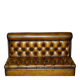 Pair of Victorian Chesterfield pub benches in leather.