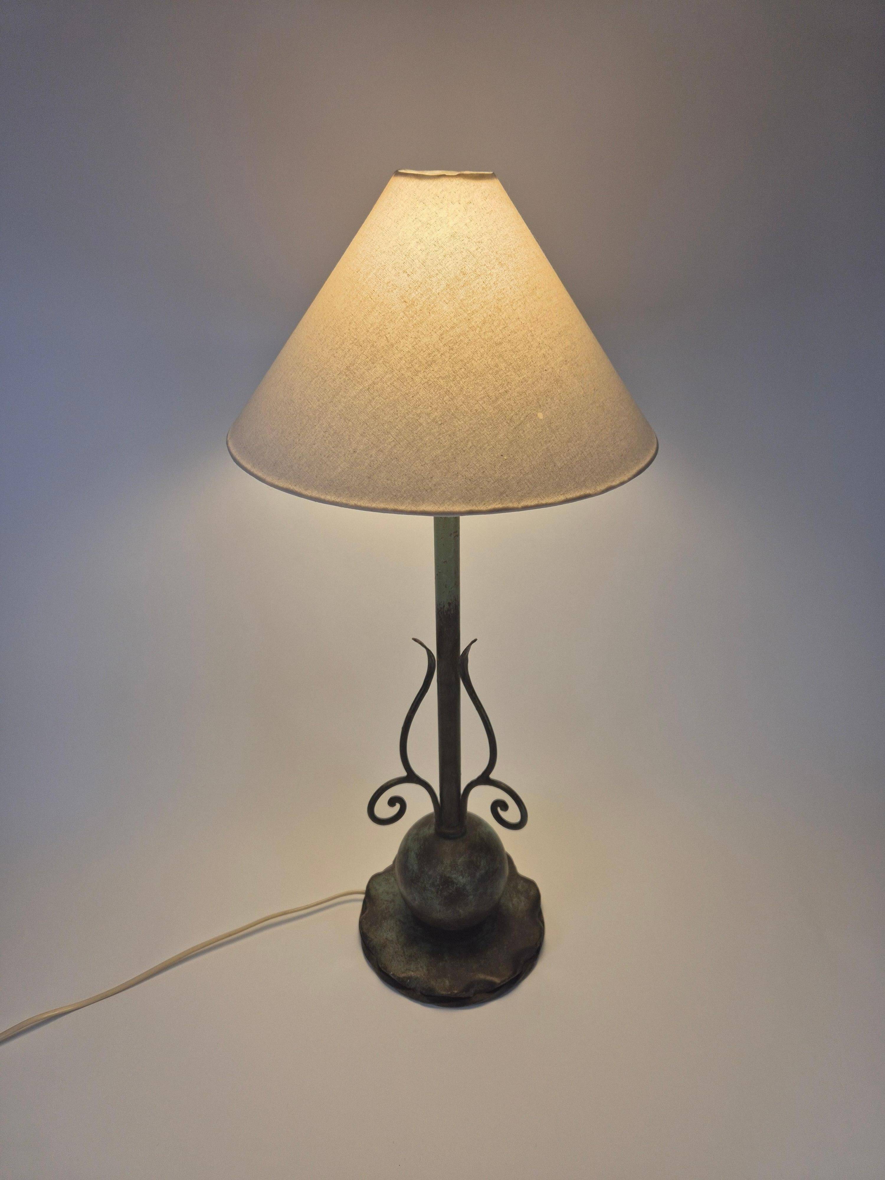 Decorative Patinated Bronze Table Lamp, Danish Grace / Scandinavian Modern