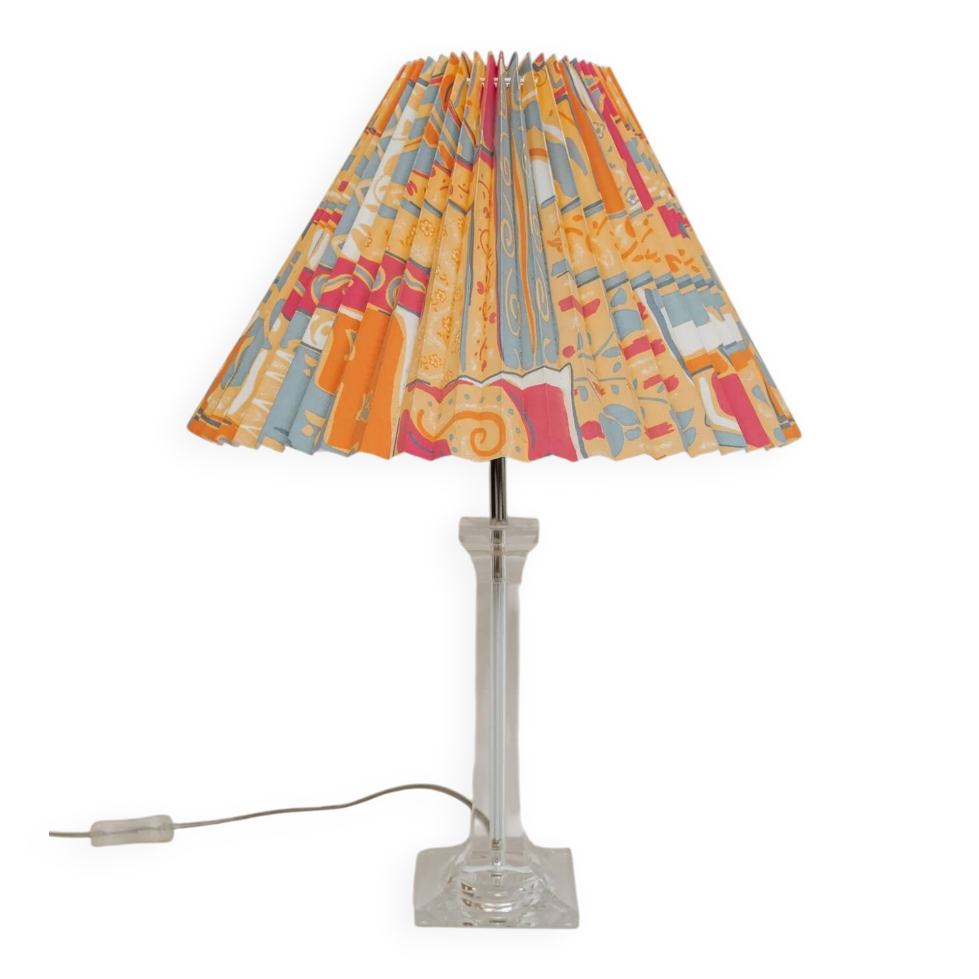 Vintage brass table lamp with plexiglass, 1990s.