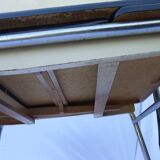 Table in blue formica with extensions