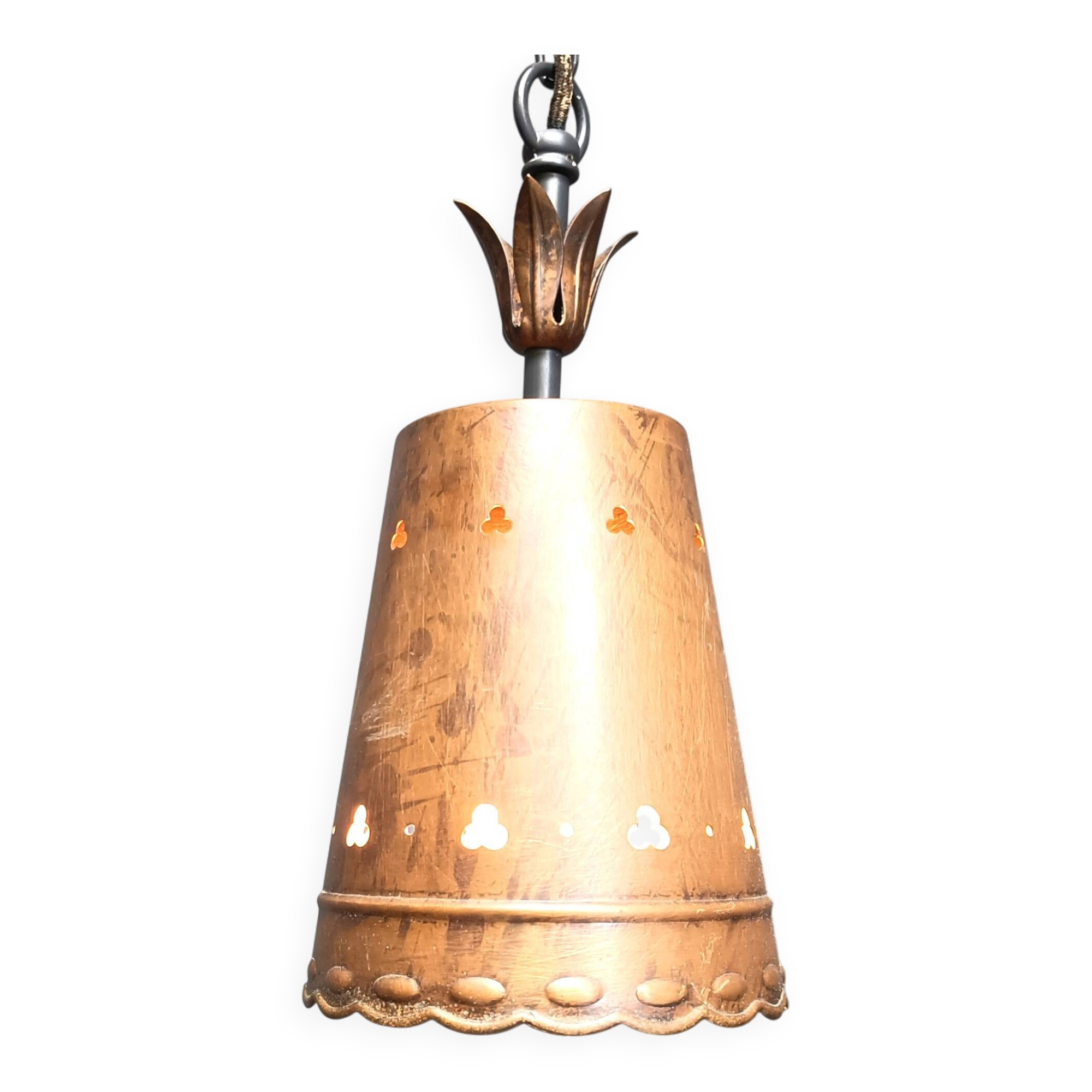 Brutalist copper pendant light, 1970s