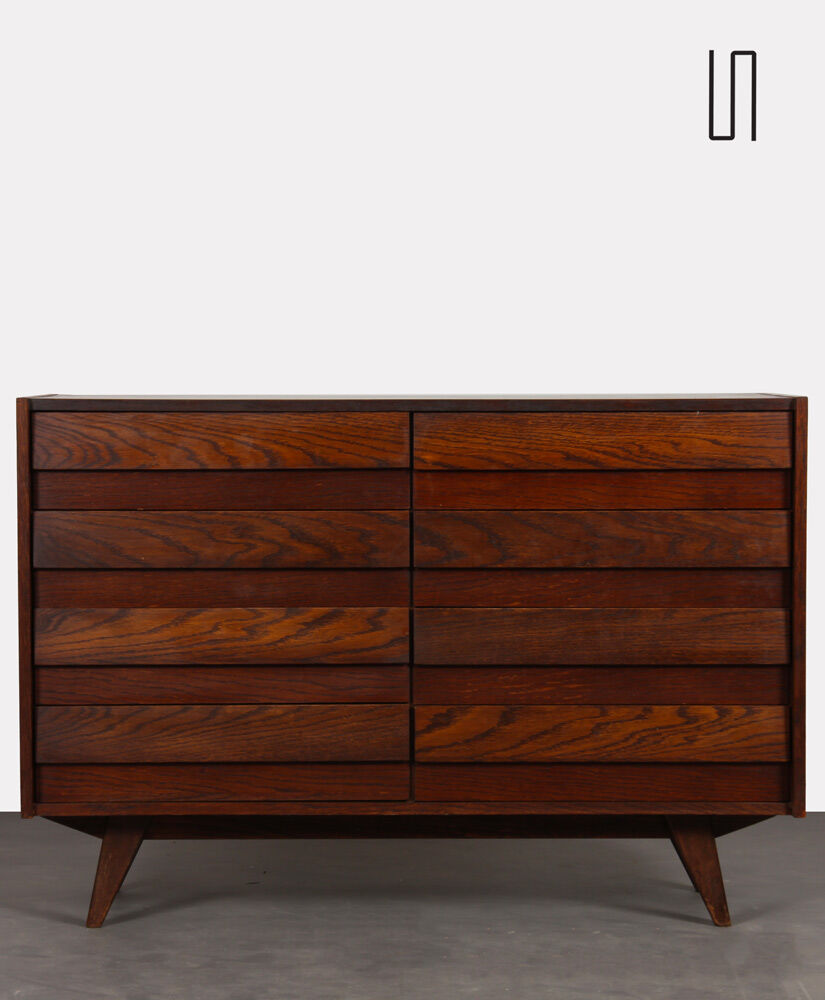 Dark oak chest of drawers by Jiri Jiroutek, model U-453, circa 1960