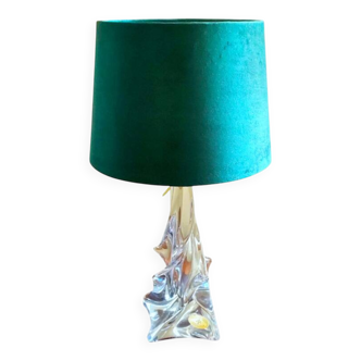 Lampe Cristallerie Lorraine Lemberg-Les-Bitche avec un abat-jour en velours