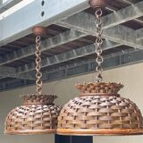 Pair of rattan ceiling lights