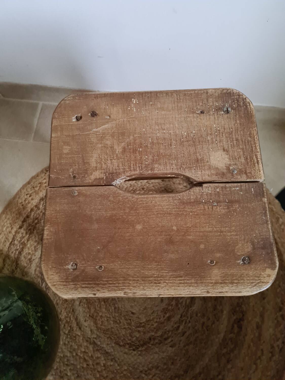 Old vintage handcrafted kitchen stool