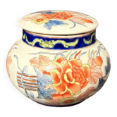 Ancien Pot Gingembre Bonbonnière Chinois Décor Floral Porcelaine