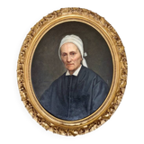 Charles Gislain (1826-1904) - Oil on oval canvas, Portrait of a Woman, 1887