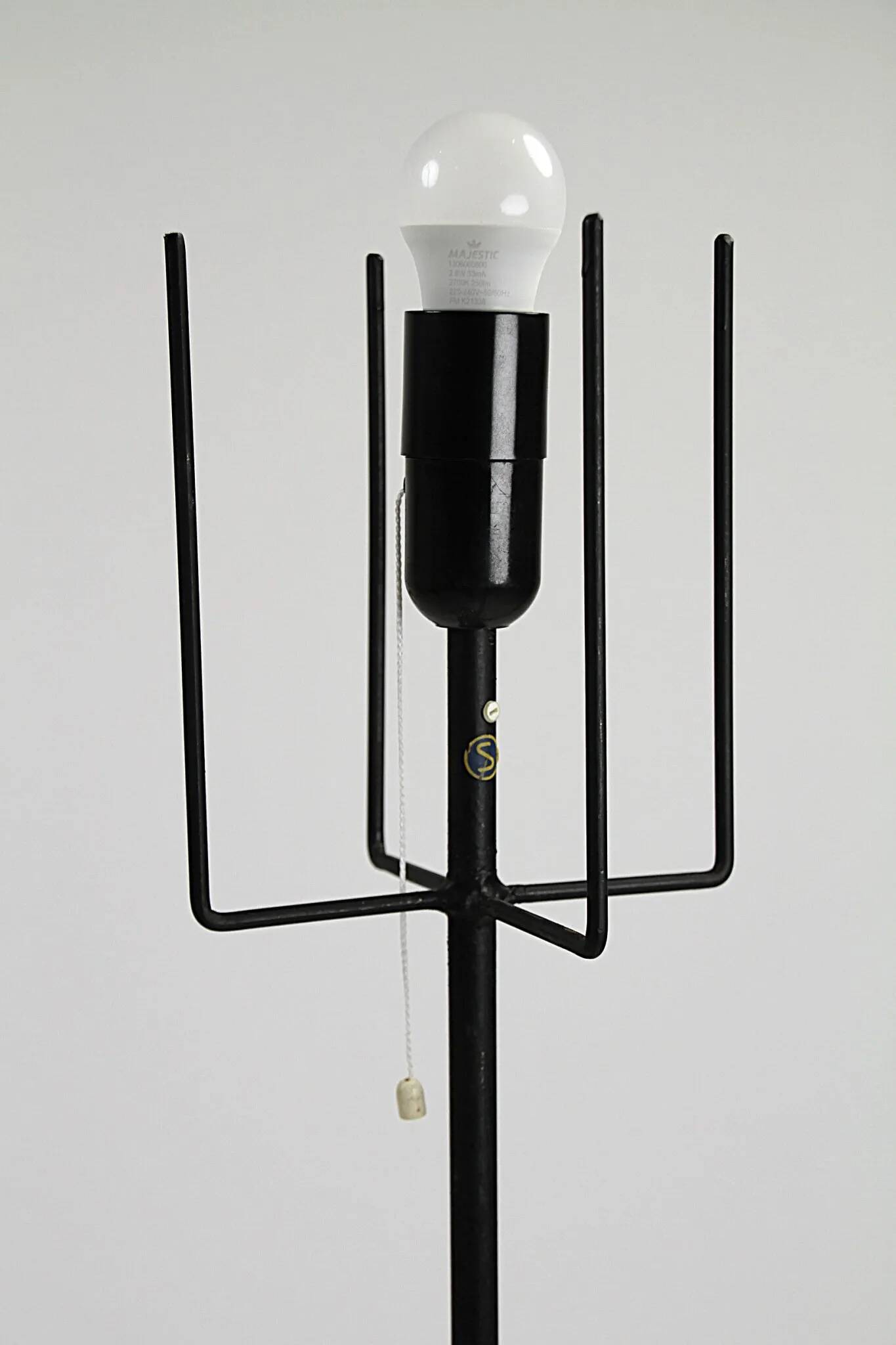 Floor Lamp with Sven Markelius “Pythagoras” Fabric Shade — Nordiska Kompaniet (attr.), Sweden, circa 1955–1960