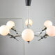 Italian Space-age Aluminum and Opaline Glass Chandelier