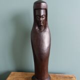Statue sculpture vierge femme en bois noir ébène