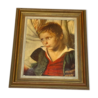 Vintage child portrait painting