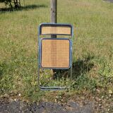 Folding chair in cane and chromed steel Vintage