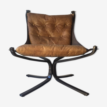 Scandinavian falcon leather armchair, 1970