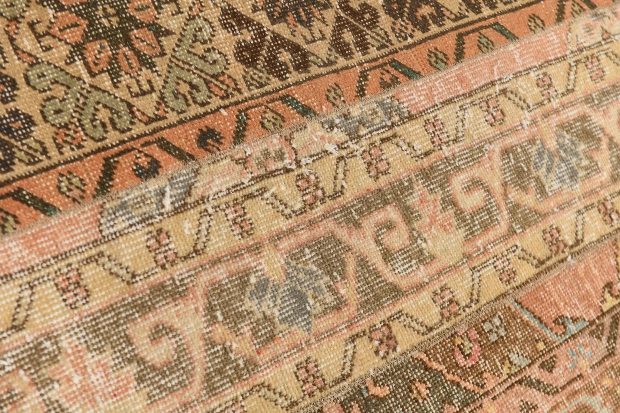 Brown Cream Vintage Persian Runner Rug, Rugs For Rustic Hallway, 74x327Cm