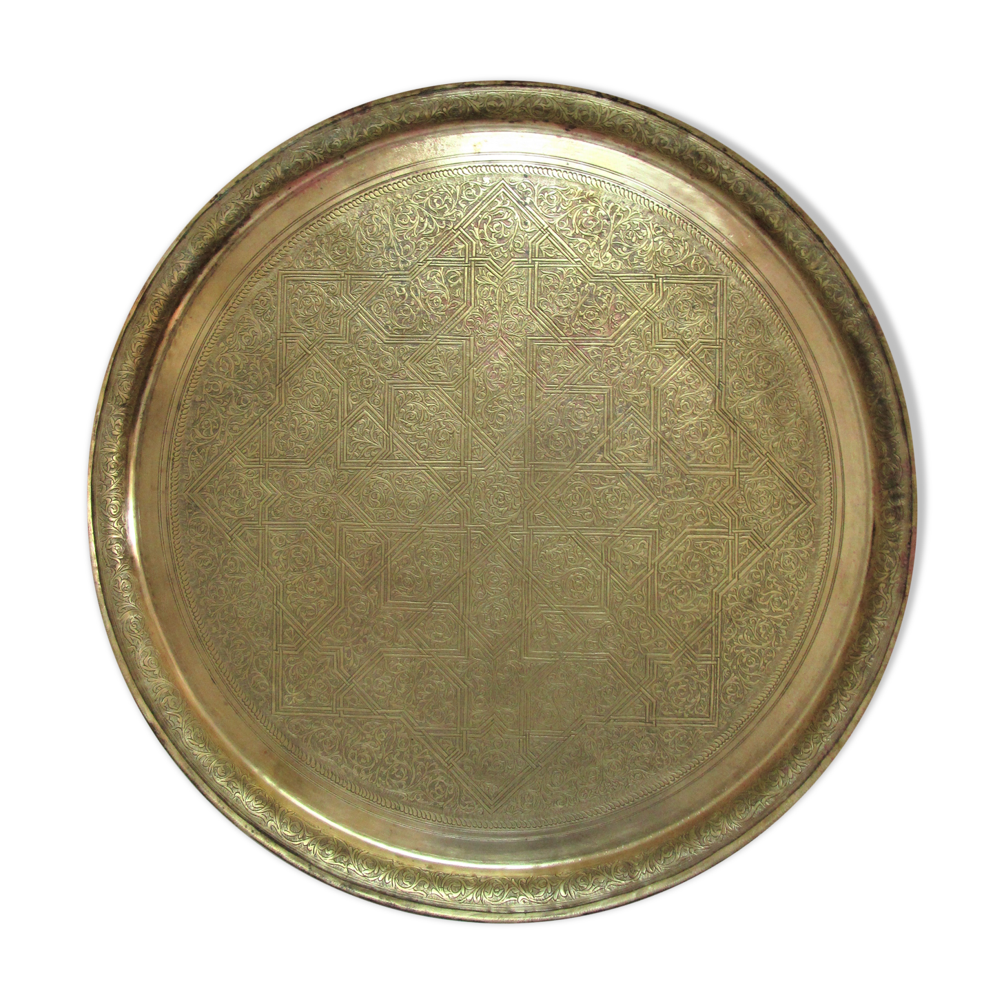 Oriental brass top leafy decoration xl diameter 48 cm vintage