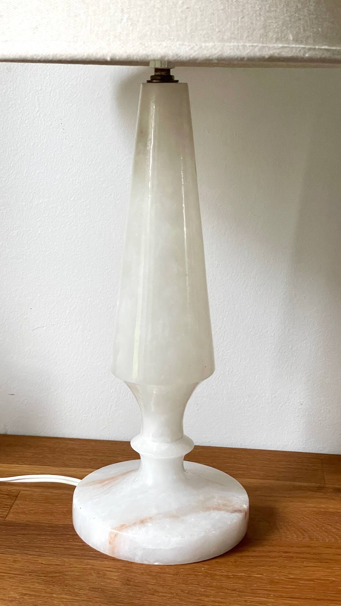 Vintage geometric alabaster stone lamp