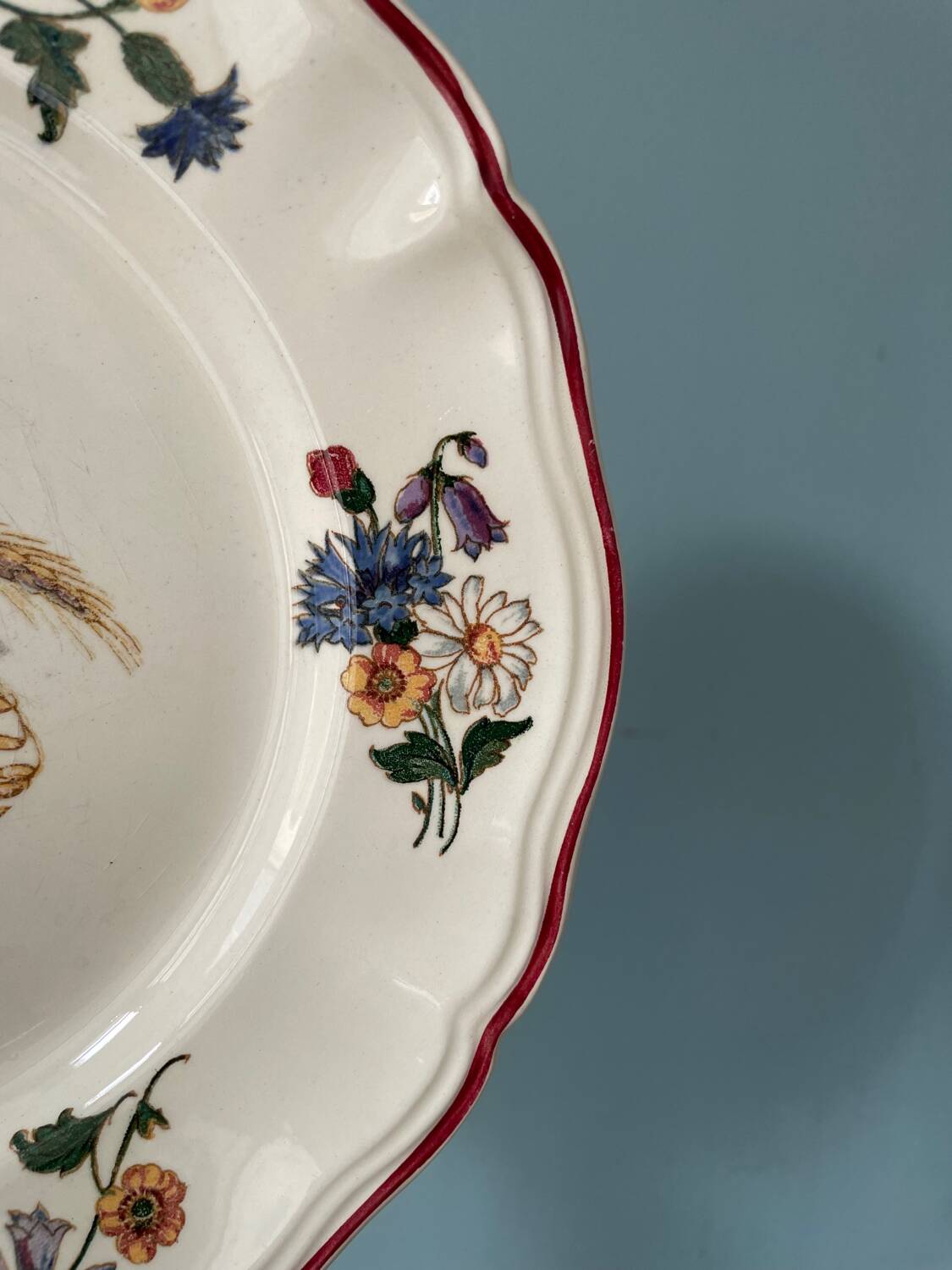 Series of 7 Sarreguemines earthenware dessert plates, Agreste model