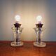 Pair of crystal lamps, Val Saint-Lambert (Belgium), 1930s
