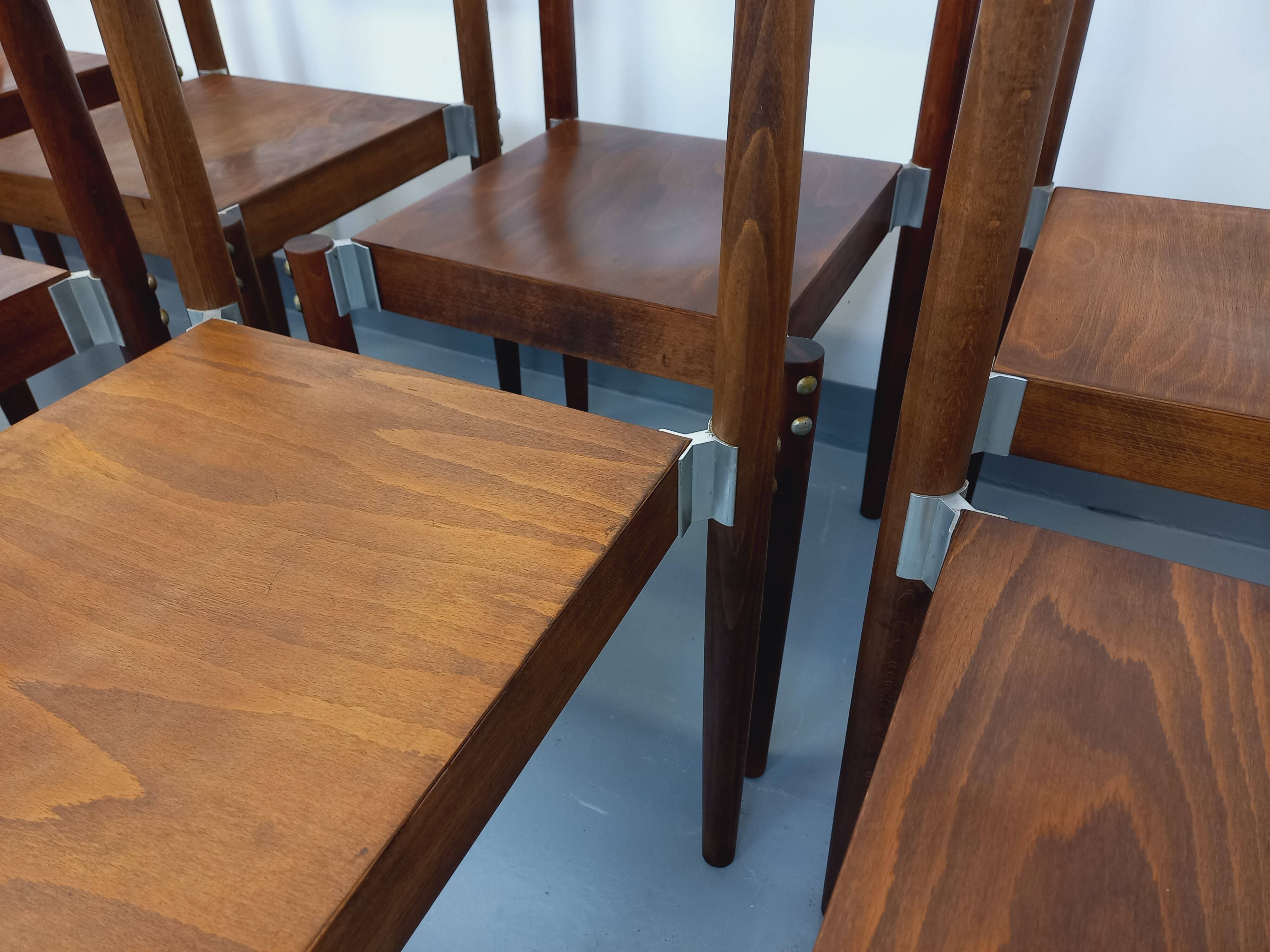 Set of 8 stackable chairs from the Czech manufacturer Bukoza