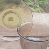 4 smoked glass cups and saucers from Arcoroc 1970