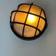 Vintage wall lamp, black metal and ridged glass, France 1980.