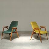 Paire de fauteuils résine et bois Jaune et Vert chiné par Miroslav Navratil