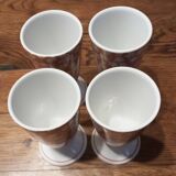 Mazagrans Coffee Cups Set of 4 with Salmon Pink Floral Decor