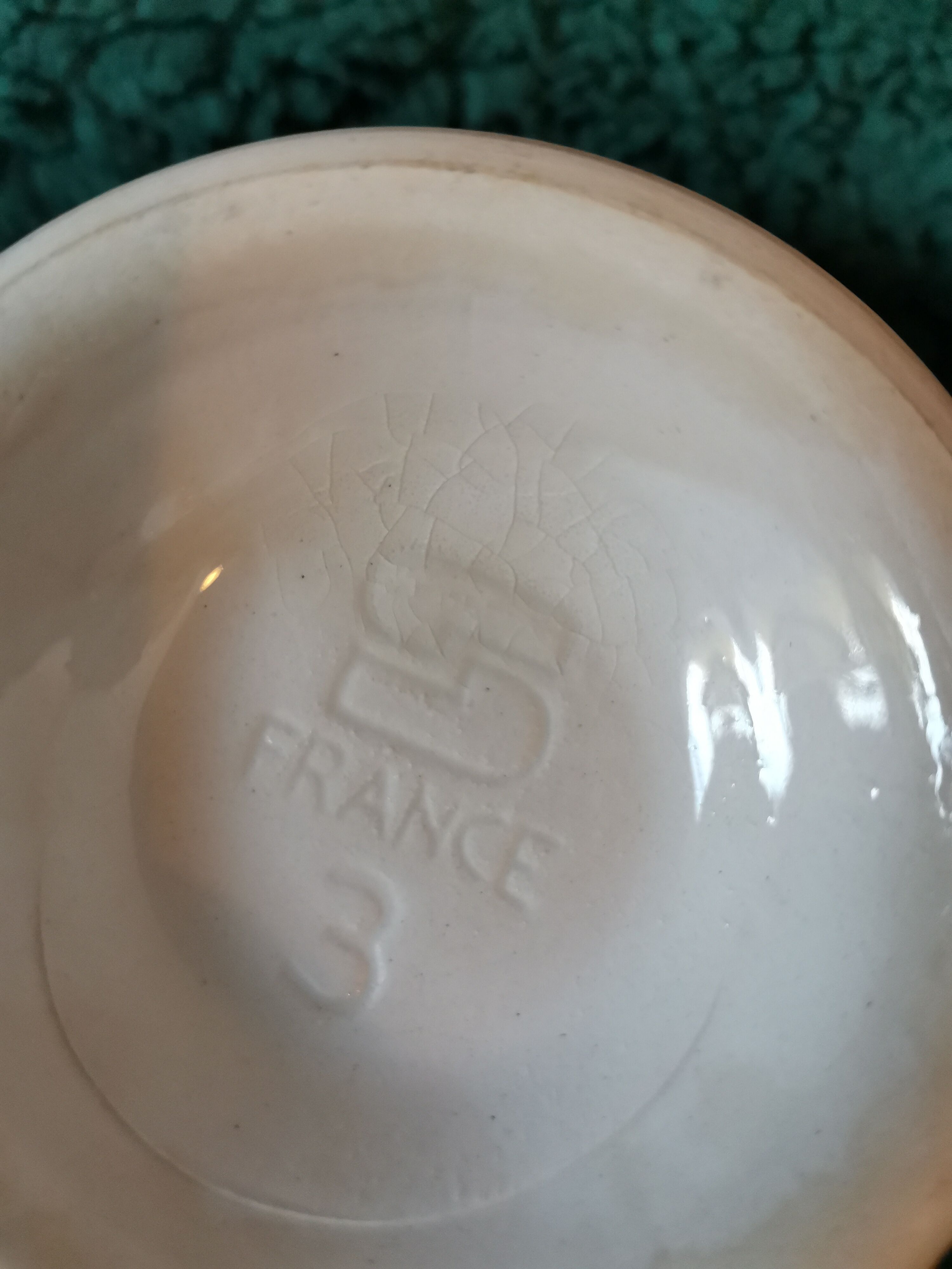 Old bowl Digoin pink red