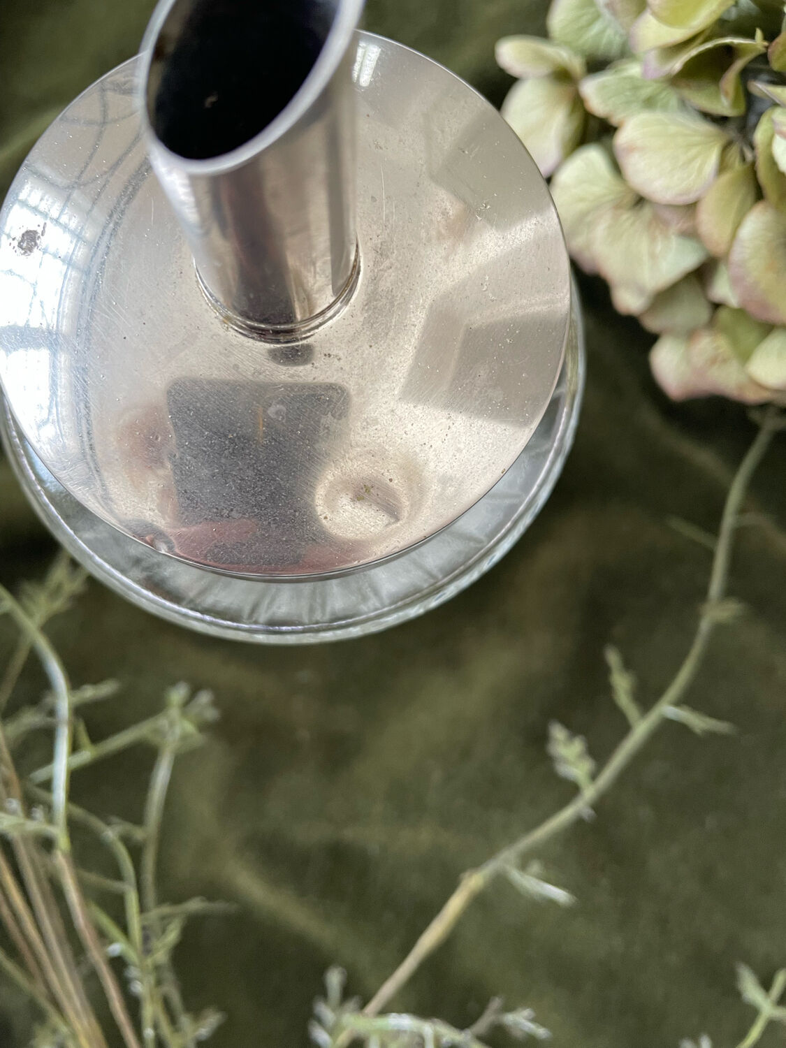 Verseuse sucre verre et inox vintage