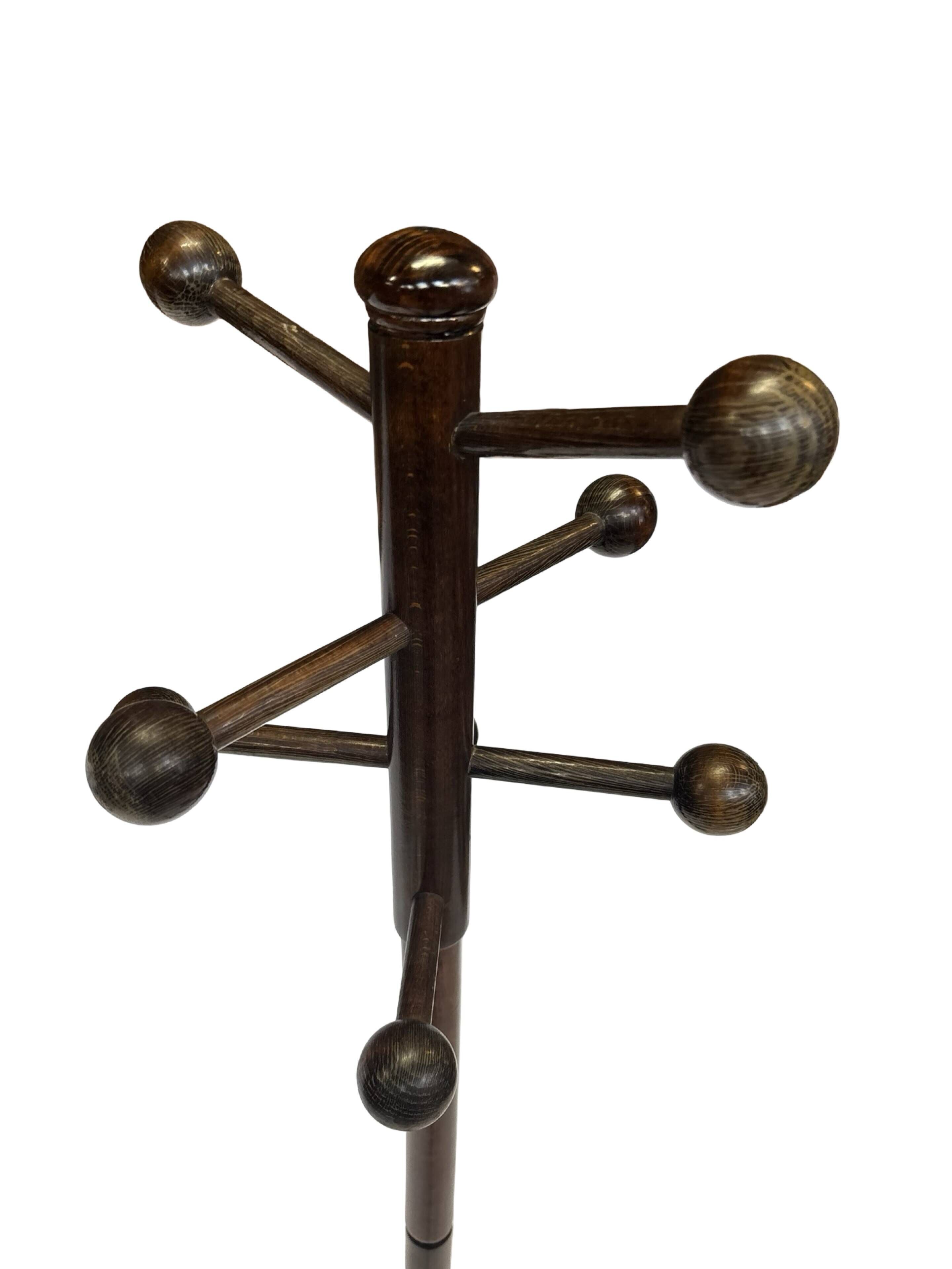 Vintage Wooden Sputnik Design Freestanding Coat Rack, 1970s, Brown