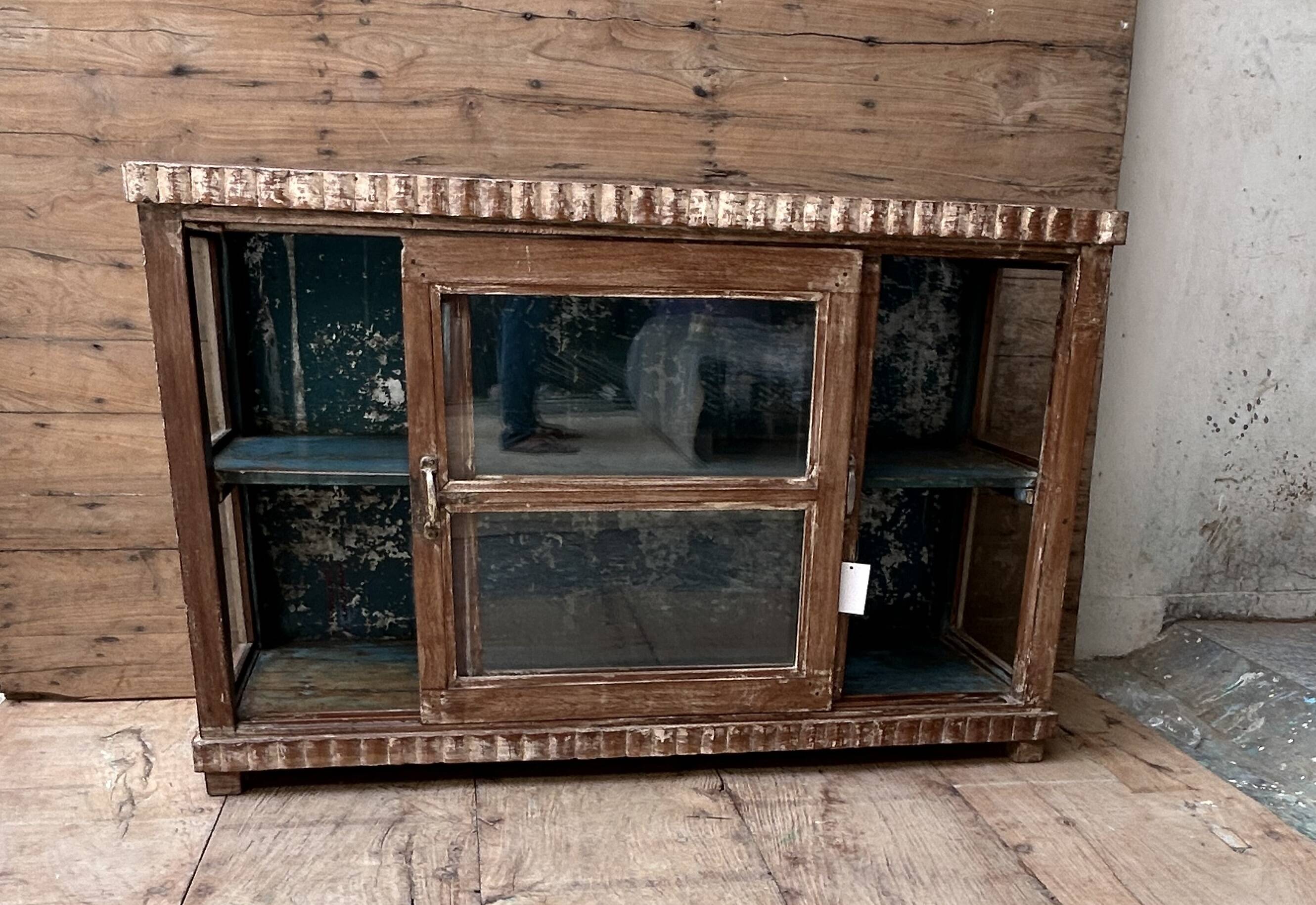 glazed teak buffet with original patina
