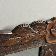 Arts & Crafts hand-carved wall mirror with floral roses, early 20th century