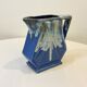 Large vintage art deco pitcher alpho in fat lava blue ceramic vase signed