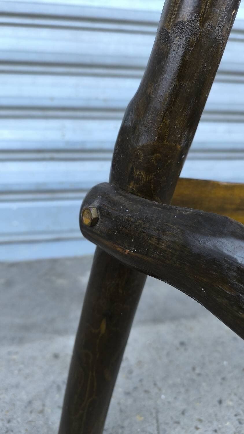 Sellette brutaliste en orme 1960