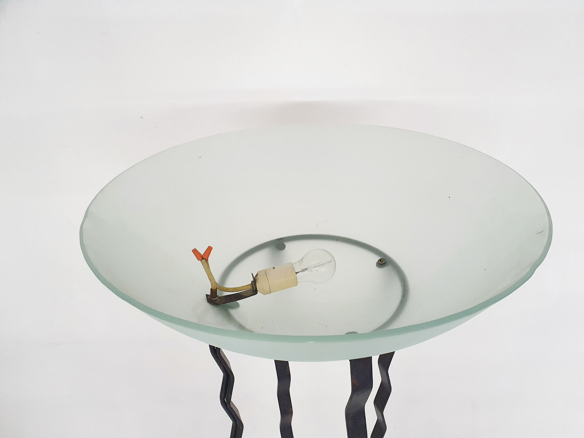 Italian floor light in iron, stone and glass