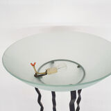 Italian floor light in iron, stone and glass