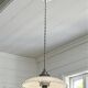 Art Deco opaline pendant light with metal lace balcony
