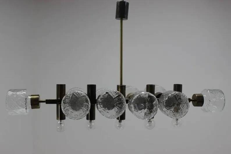Unique Design Glass Chandelier, Czechoslovakia, 1970s