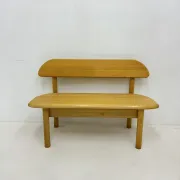 Banc en bois massif vintage danois Ansager Mobler, années 1970