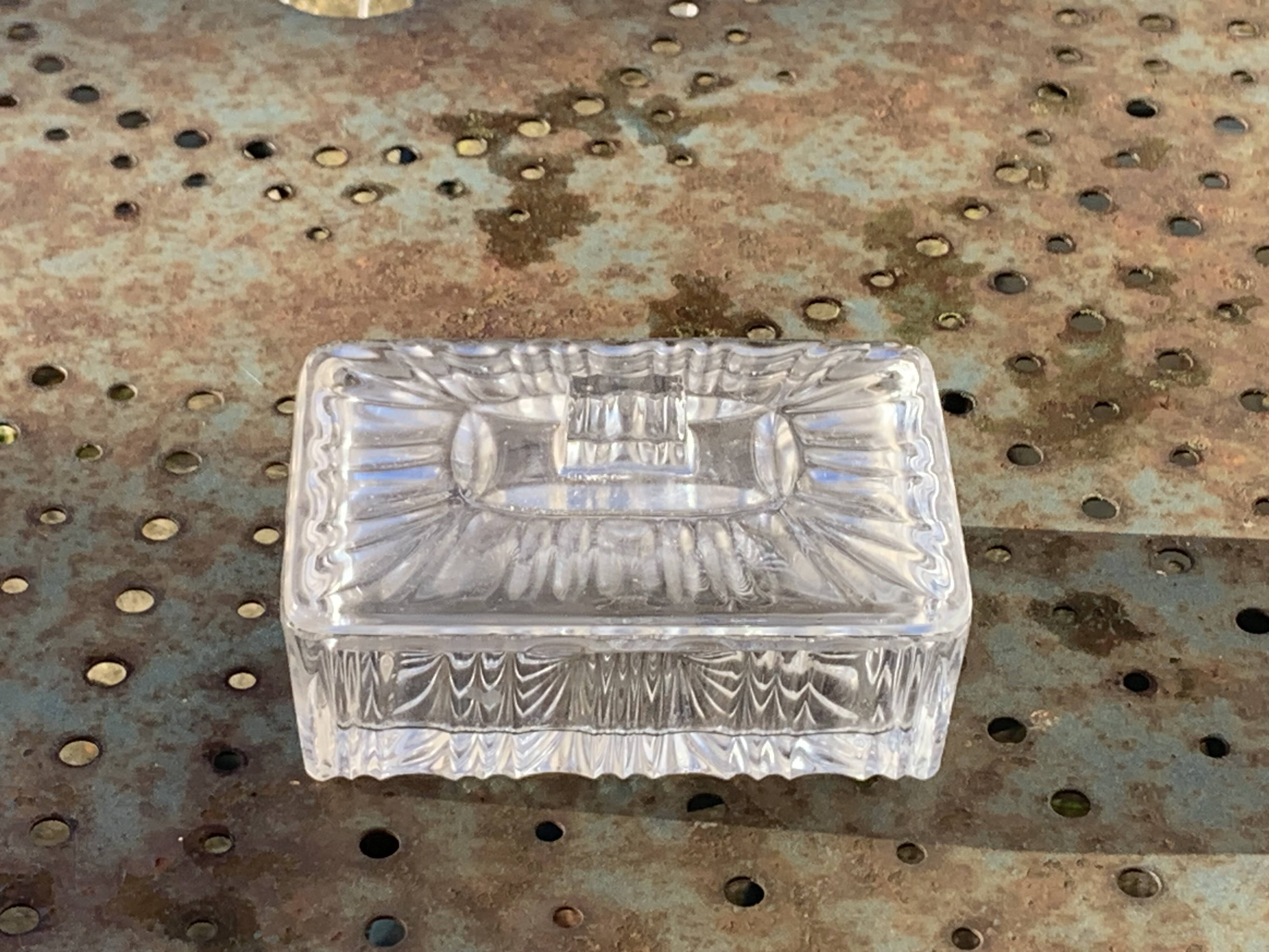 Transparent mold glass box with lid, vintage